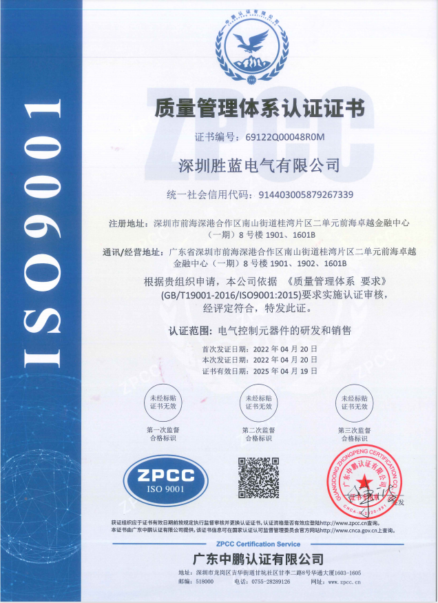 Quality Management System Certificate