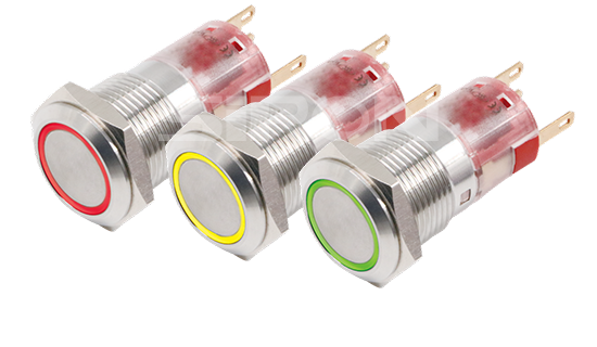 Φ16 Stainless steel metal button (Single break point with light) H060/H061 series